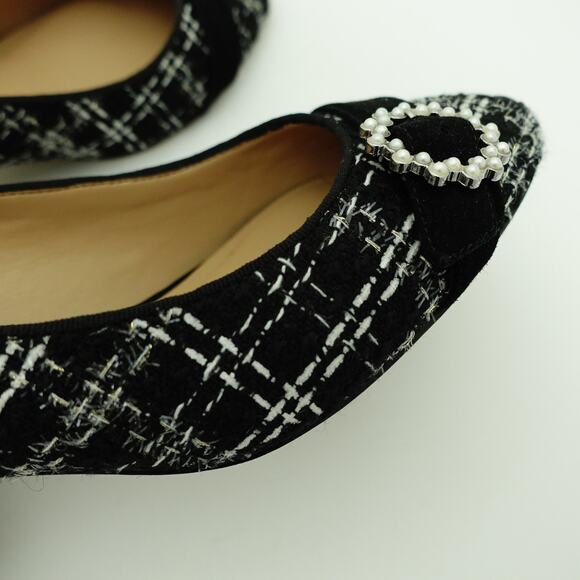 Talbots Black & White Tweed Pearl Classic Comfort Block Heel Pumps- Size 7 - Picture 8 of 9